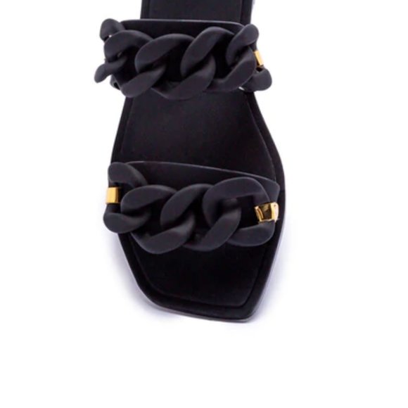 !! NEW !! Jelly Slide Sandals with Chain Detail in Matte Sage Green - Picture 10 of 11